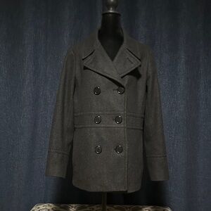 New York & Company Charcoal Double-Breasted Peacoat